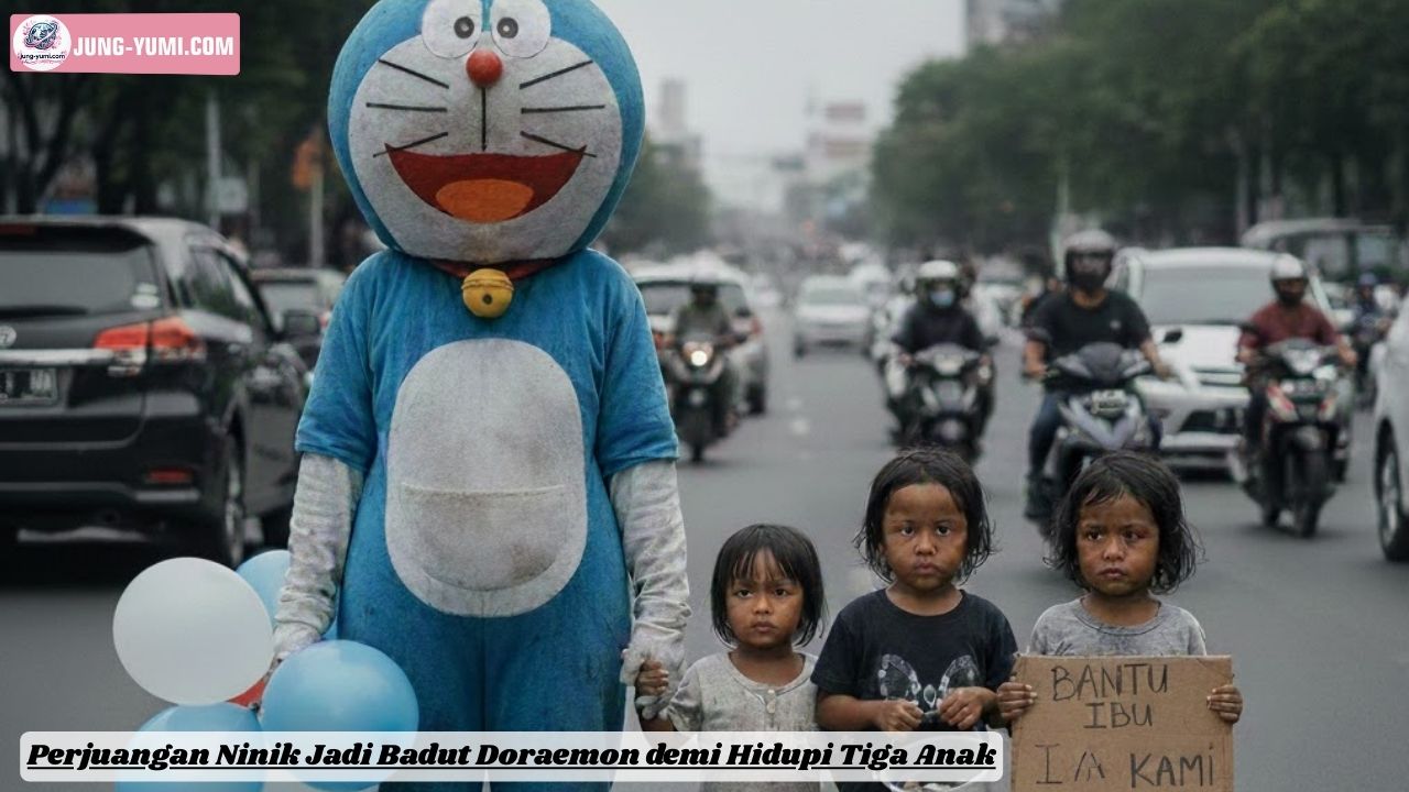 Perjuangan Ninik Jadi Badut Doraemon demi Hidupi Tiga Anak